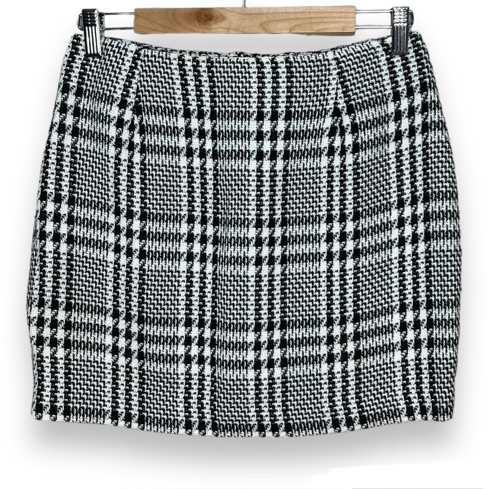 Vintage Express Tailleur Skirt Houndstooth Womens 7/8 Petite Academia 90s Preppy